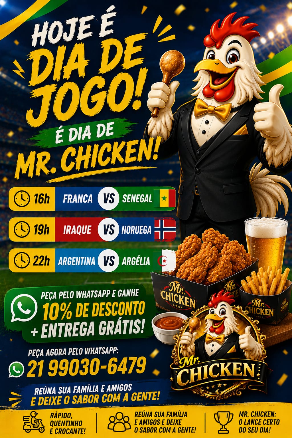 Promoção dia de jogo Mr. Chicken